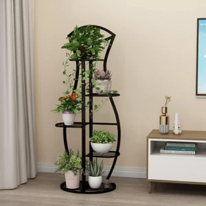 Plant Stand Indoor Metal Plant Shelf 6 Tier White Plant Stands for Multiple Plants Small Plants Pots Corner Flower Stand Pot Holder for Patio Garden Corner Balcony Living Room Narrow (Black)